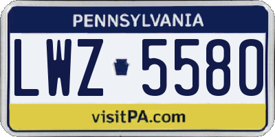 PA license plate LWZ5580