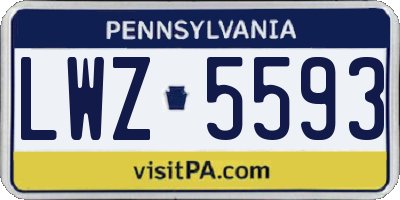 PA license plate LWZ5593