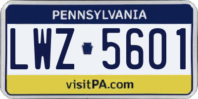 PA license plate LWZ5601