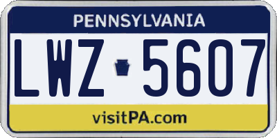 PA license plate LWZ5607