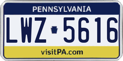 PA license plate LWZ5616
