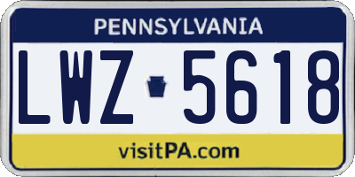 PA license plate LWZ5618