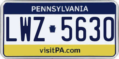 PA license plate LWZ5630