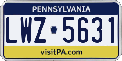 PA license plate LWZ5631