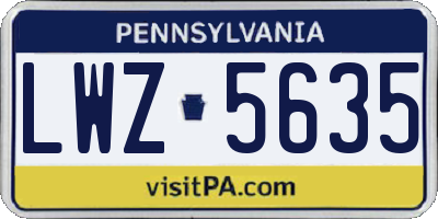 PA license plate LWZ5635
