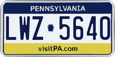 PA license plate LWZ5640