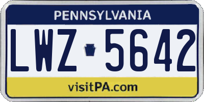 PA license plate LWZ5642