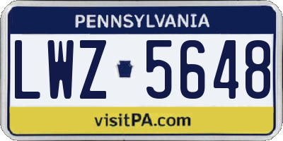 PA license plate LWZ5648
