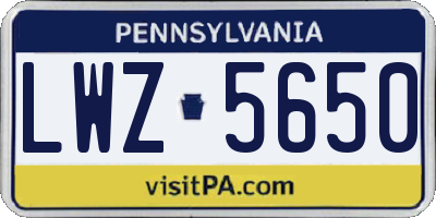 PA license plate LWZ5650