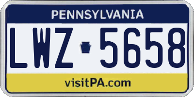 PA license plate LWZ5658