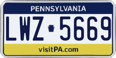 PA license plate LWZ5669