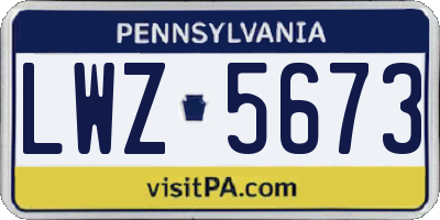 PA license plate LWZ5673