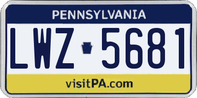 PA license plate LWZ5681