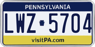 PA license plate LWZ5704