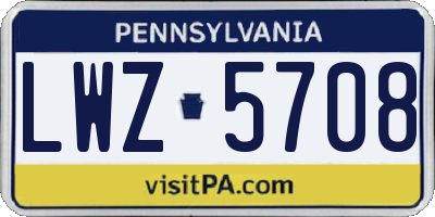 PA license plate LWZ5708