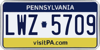 PA license plate LWZ5709