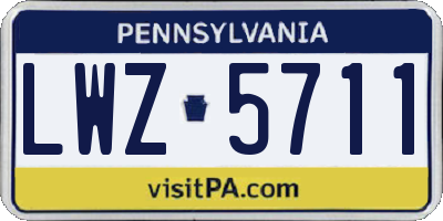 PA license plate LWZ5711