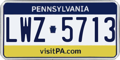 PA license plate LWZ5713