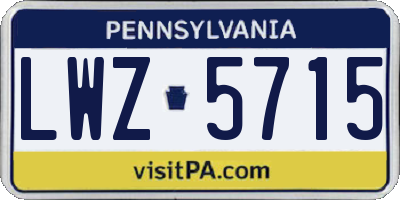 PA license plate LWZ5715