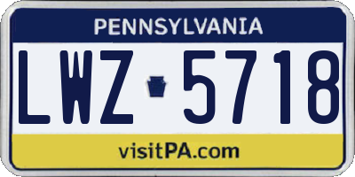 PA license plate LWZ5718