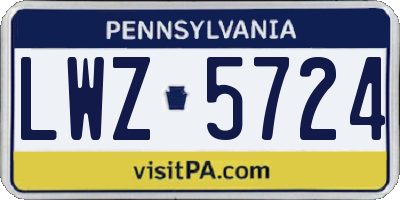 PA license plate LWZ5724