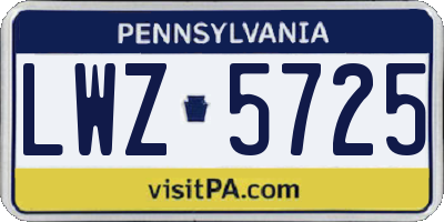PA license plate LWZ5725