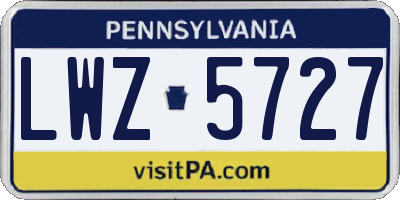 PA license plate LWZ5727