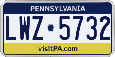 PA license plate LWZ5732