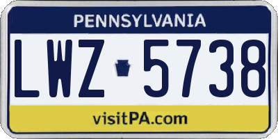 PA license plate LWZ5738