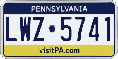 PA license plate LWZ5741