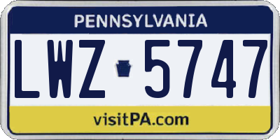 PA license plate LWZ5747