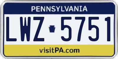 PA license plate LWZ5751
