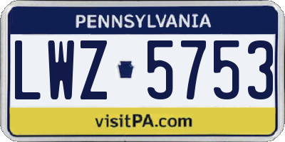 PA license plate LWZ5753