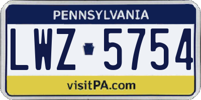 PA license plate LWZ5754