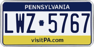 PA license plate LWZ5767