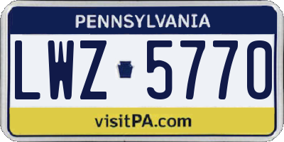 PA license plate LWZ5770