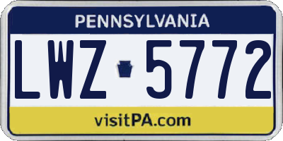 PA license plate LWZ5772