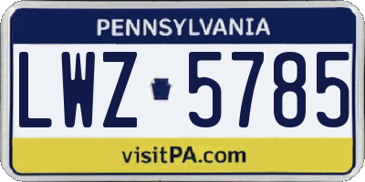 PA license plate LWZ5785
