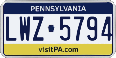 PA license plate LWZ5794