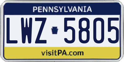 PA license plate LWZ5805