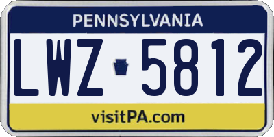 PA license plate LWZ5812
