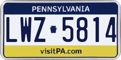 PA license plate LWZ5814