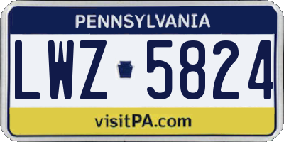 PA license plate LWZ5824