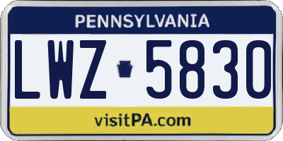 PA license plate LWZ5830