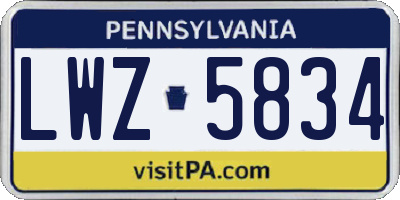 PA license plate LWZ5834