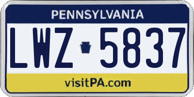 PA license plate LWZ5837
