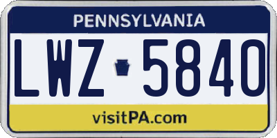 PA license plate LWZ5840
