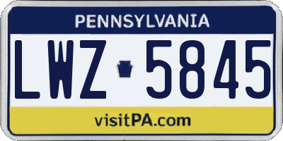 PA license plate LWZ5845