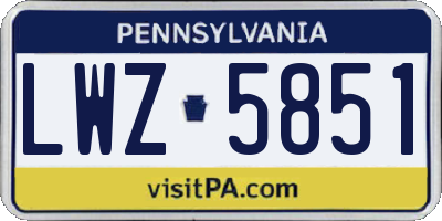 PA license plate LWZ5851