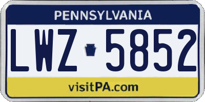 PA license plate LWZ5852